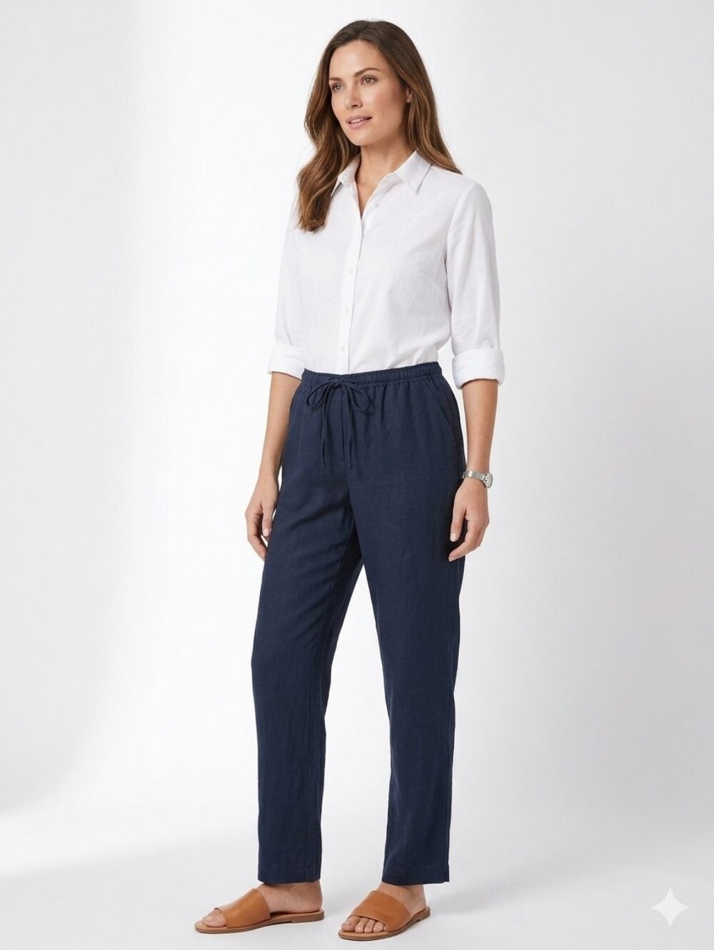 NWT Jennifer Moore Linen Pants Sz 18W Blue
